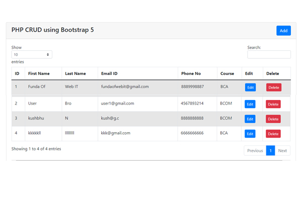 PHP CRUD Application using Bootstrap 5