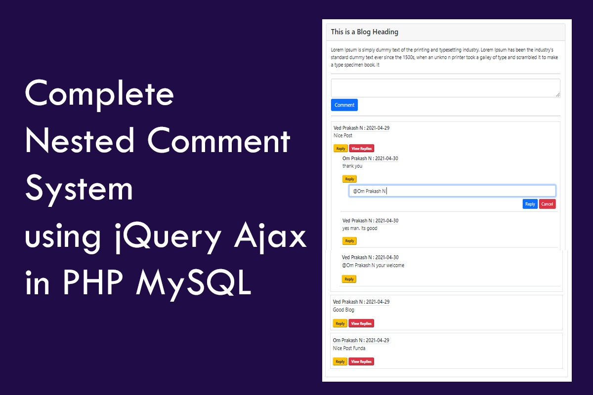 Nested Comment System using jQuery Ajax in PHP MySQL | PHP Comment System