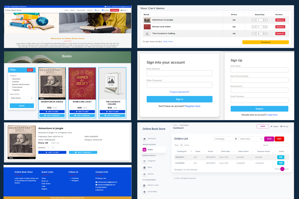 Online Book Store Management System Project in PHP Source Code